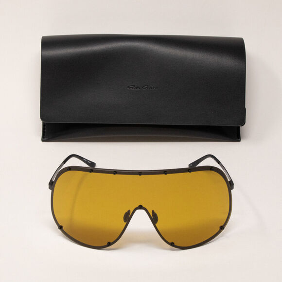 Rick Owens Shield Black Temple/Breen Sunglasses
